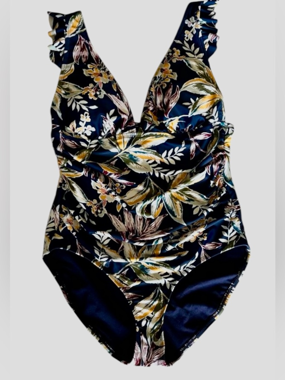 Anne Cole Navy Tropical Floral One-Piece Swimsuit